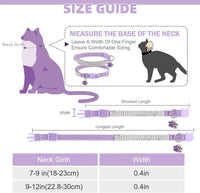 2 Pack Soft Velvet Safe Bling Diamond Cat Collars with Bells – Essentials for Cats - Purple / 7"-9" For Cats - image 2