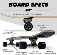 Magneto 44 inch Kicktail Cruiser Longboard Skateboard - Blue Fog - image 2