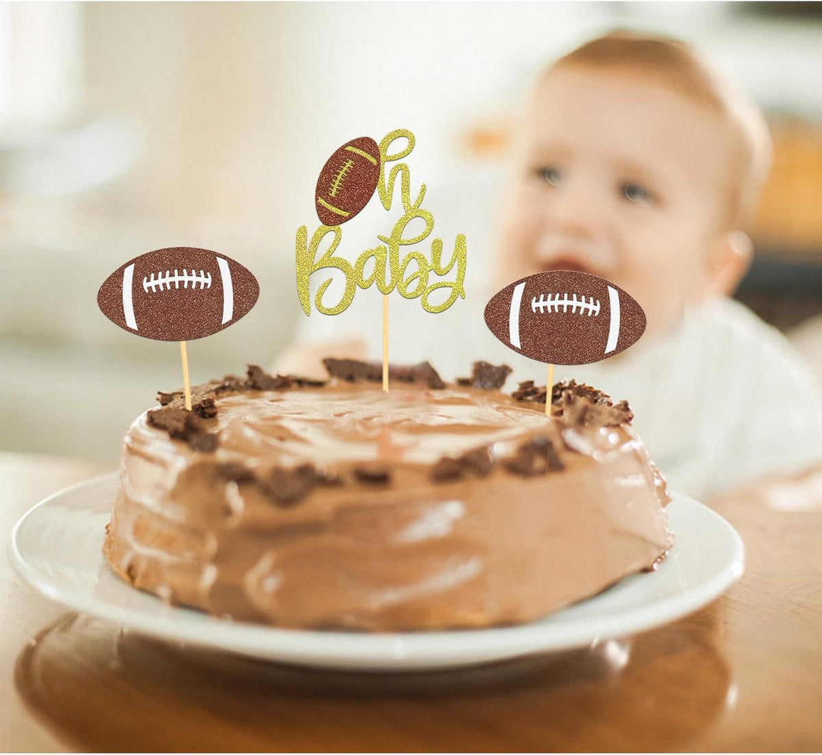Moitkptt 24 glitter football player cupcake toppers - view 11