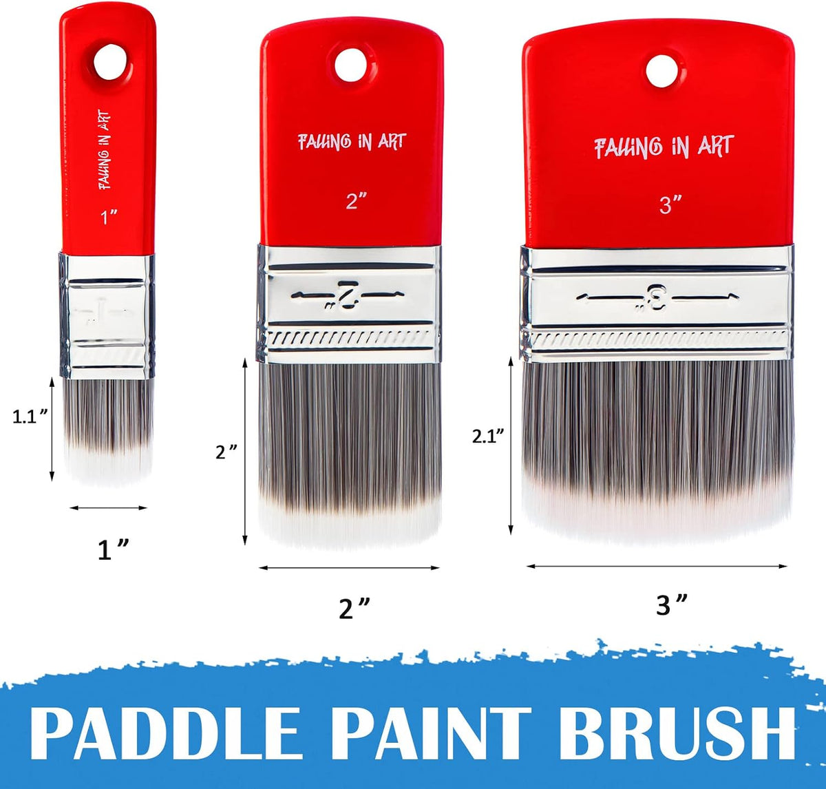 Falling in Art large 8 inch flat paddle paint brush with stainless steel ferrule - view 29