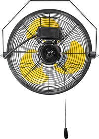 HiCFM 2500 CFM 12 Inch Industrial Wall Mount Fan, 3-Speeds High Velocity Wall fan with IP44 Enclosure Motor for Barn, Garage, Warehouse, Greenhouse and Commercial Use