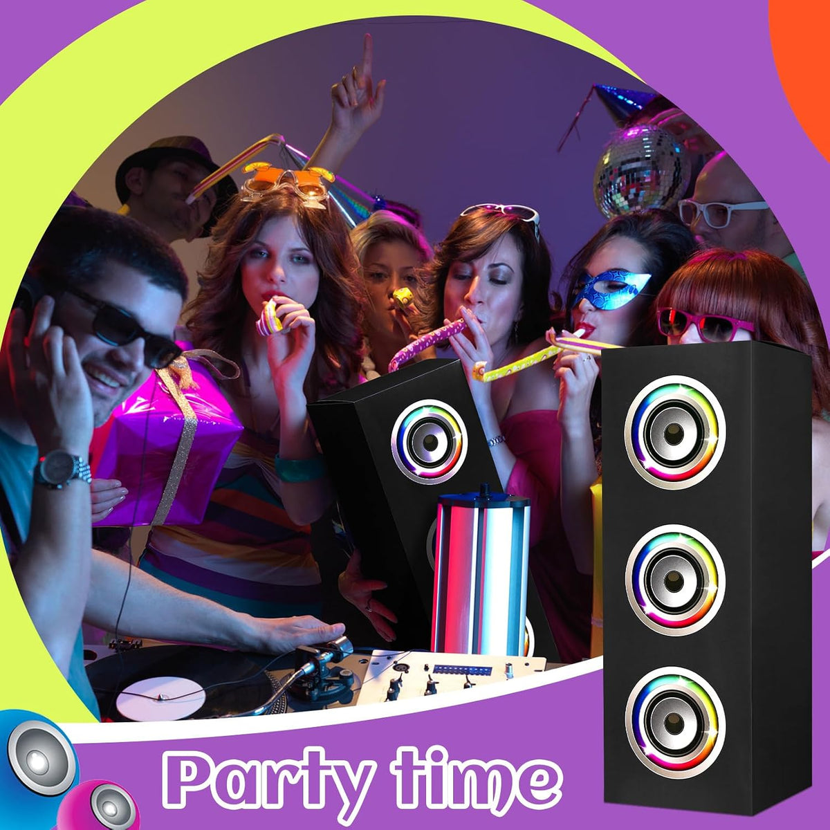 Humyoun 4 piece 80s 90s paper boombox party decoration boxes in colorful print - view 8