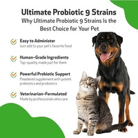 Pet Wellbeing Ultimate Probiotic 9 Strains for Dogs & Cats - Supports The Gut Microbiome and Digestion, Immune System Care, Urinary Tract Health, FOS, 2.5 Billion CFU - 11.29 oz (320 g) Powder