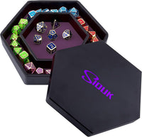 SIQUK Dice Tray with Lid Hexagon Dice Rolling Tray Dice Holder – Fun for Kids & Family - Purple