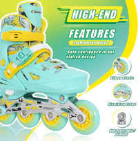 Nattork adjustable inline skates for kids with light-up wheels and checkerboard upper - view 17