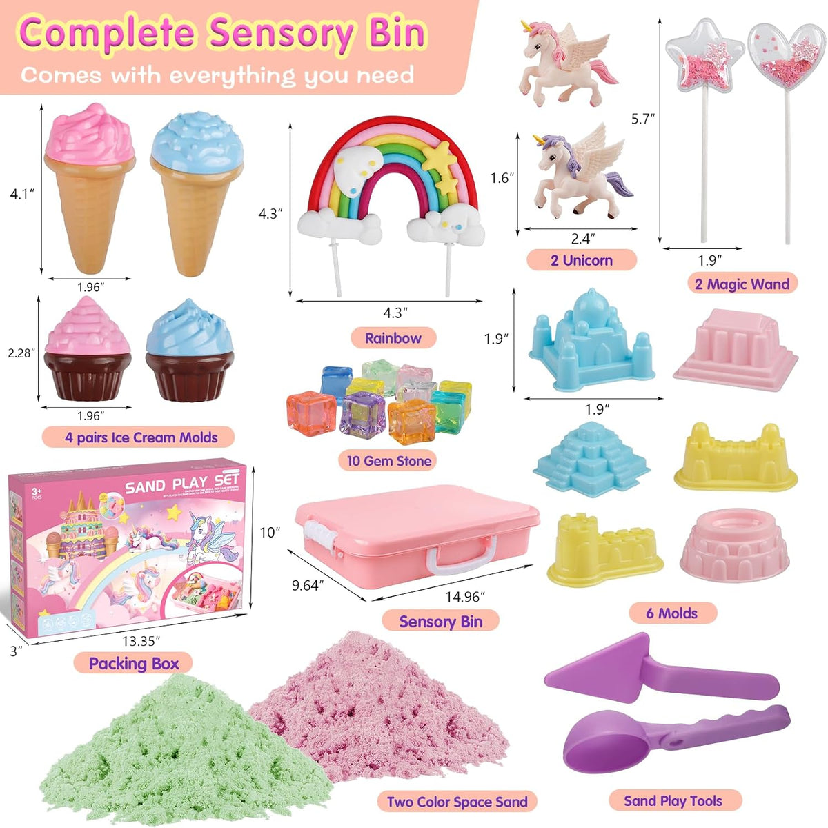 Aliex farm sensory bin with play sand, take-apart trucks and farm animals in a lidded box - view 3