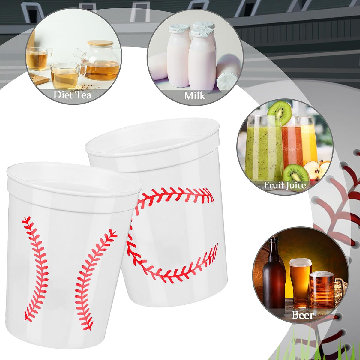 Norme 24 reusable plastic soccer party cups in 4 printed styles - view 9