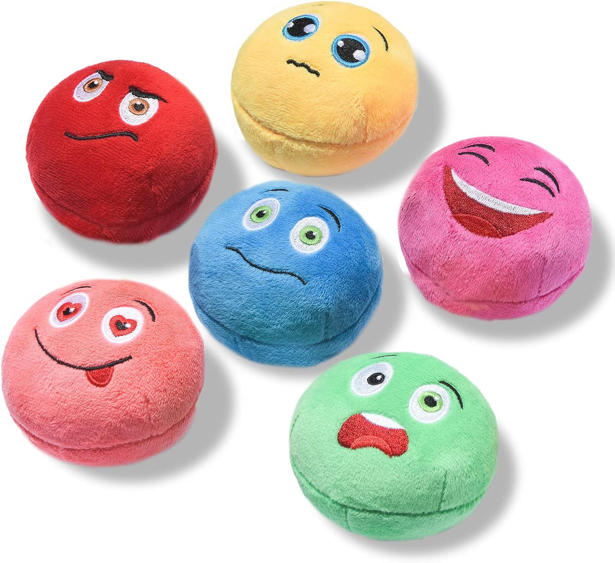 SCHITEC Squeaky Dog Toys, [6 Pack] Soft Stuffed Plush Balls with Squeakers, Interactive Fetch Play - Small 2.6"