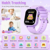 Kids Waterproof Smart Watch Girls Gift Age 3-12 with 39 Game HD Touch Screen Music Player Video Camera Pedometer Alarm Clock Toys Birthday Gifts for 6 7 8 9 Year Olds Purple