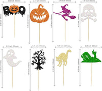 Ephlyn 24 white glitter ghost cupcake toppers for Halloween desserts - view 14