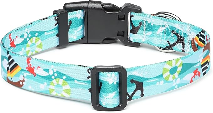 Mercano Adjustable Dog Collar - Special Design Patterns, Soft Nylon Comfortable Durable Pet Collar for Small Medium Large Dogs (L, Sail)