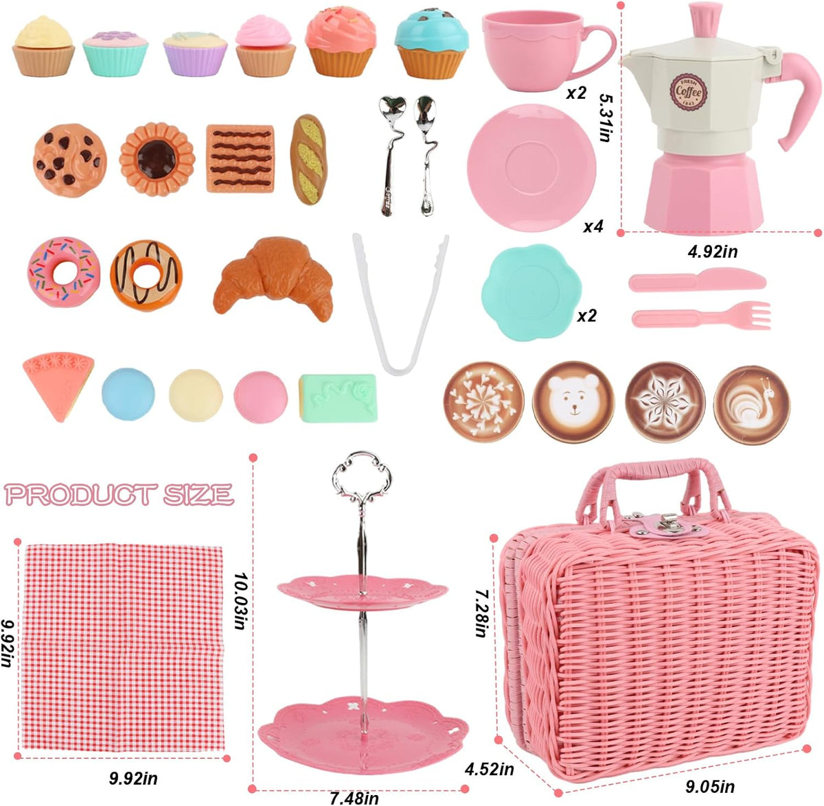 Viwulute afternoon tea party set with pretend play food toys - view 4