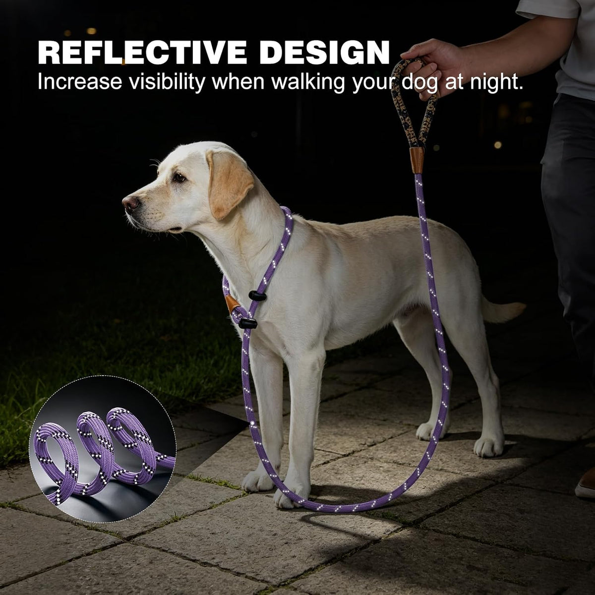 Slip Lead Dog Leash Reflective Training Durable Braided Rope Leashes – Essentials for Dogs - Light Purple / 1PC Large 1/2in x 6ft - image 3