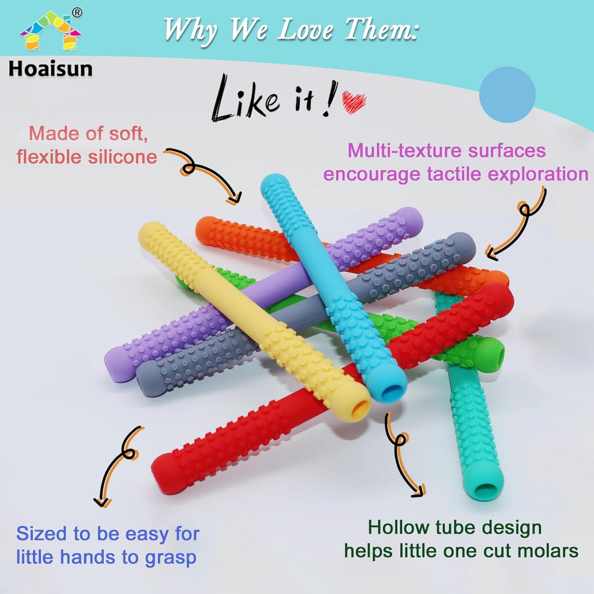 Teething Straws Sticks for Babies 6-12-18 Months - Rainbow - image 2