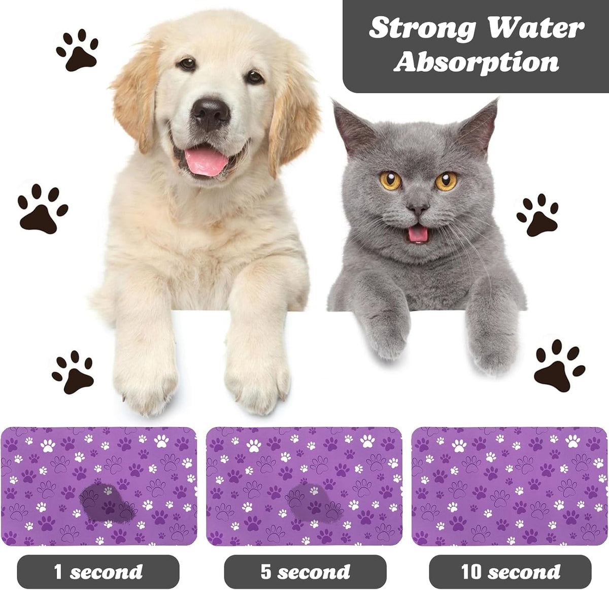 Dog Food Mat, Absorbent Water Bowl Mats Cat Pet Feeding Placemats Pink 20 * 12 inch – Essentials for Dogs - LightPurple / 30"L x 17"W - image 2