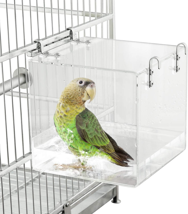 Bird Bath for Cage No-Leakage Upgrated Acrylic Clear Bird Bathtub - S-5.1INCHx5.1INCH