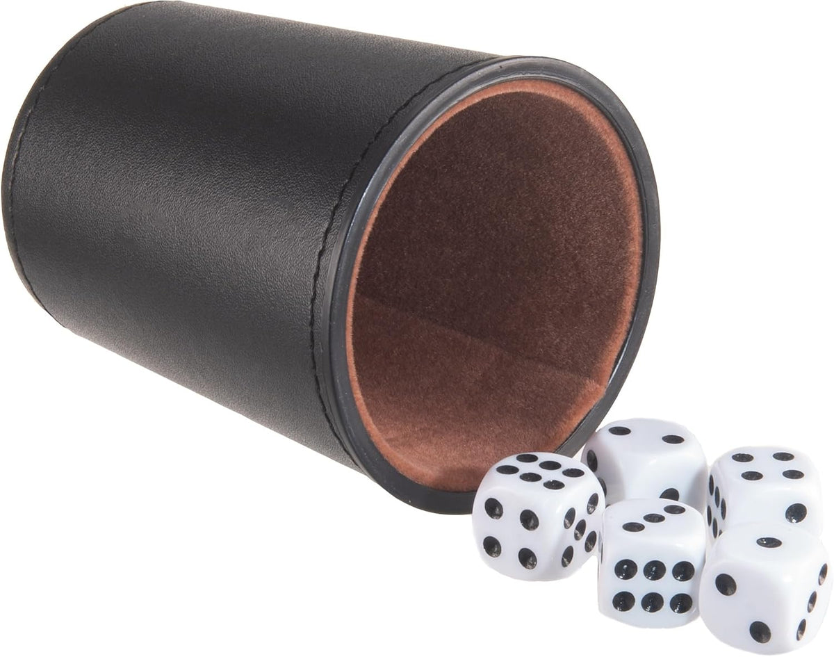 LoKii black and purple leather dice cups with felt lining and dot dice - view 21