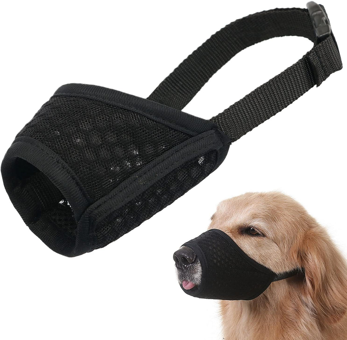 Dog Muzzle, Puppy Soft Mesh Muzzles for Grooming Biting Chewing – Essentials for Dogs - Black / XXL-(Snout 10¾”-11½”)