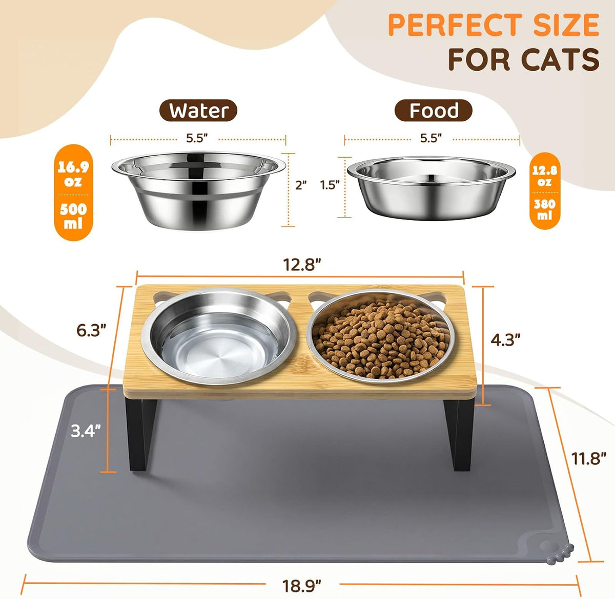 Bamboo Elevated Cat Bowls - 2 bowls - image 2