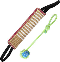 Storystore Dog Tug Toy Dog Training Bite Pillow Jute Bite Toy - 11.8 Inch x 2P / Red & Green