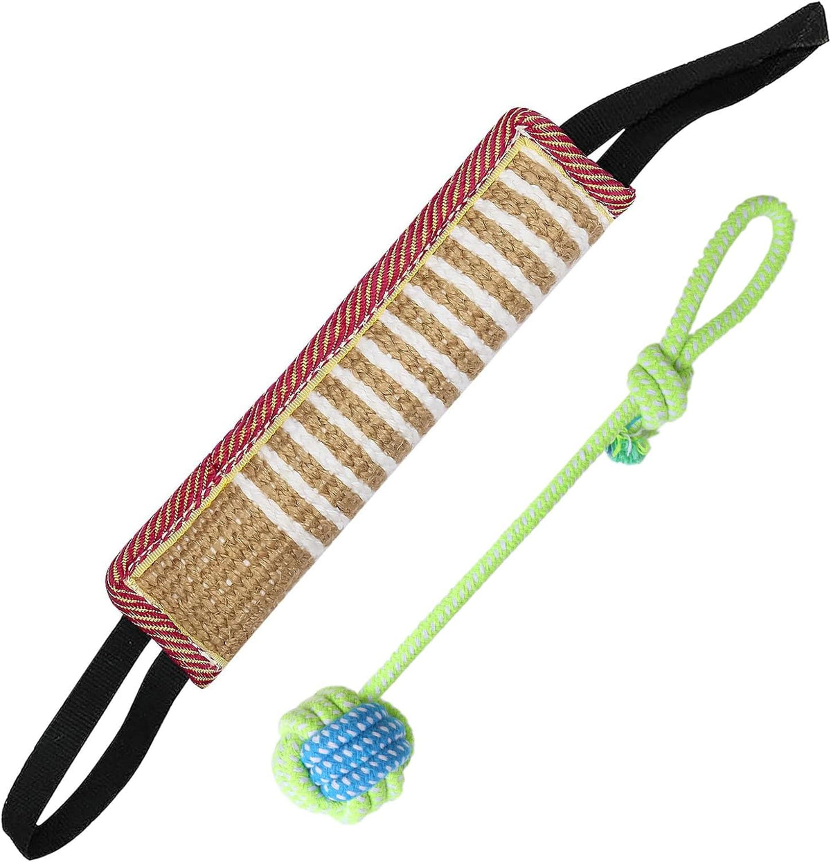 Storystore Dog Tug Toy Dog Training Bite Pillow Jute Bite Toy - 11.8 Inch x 2P / Red & Green