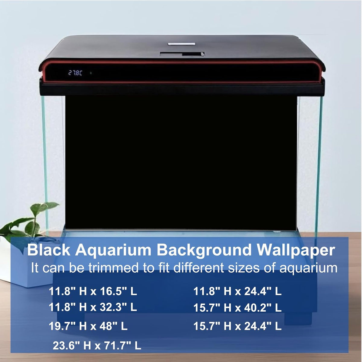 ELEBOX Aquarium Background Blue Black Fish Tank Background Wallpaper - 15.7" H x 32.3" L - image 2