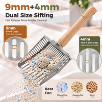 Cactus Cat Litter Scoop with Holder, 2 Replaceable Shovels - White / Dual Size Sifting (9mm+4mm) - image 3