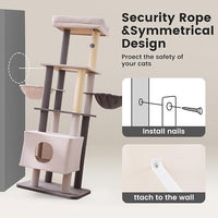 Gardner Pet 65in Heavy Duty Cat Tree Tower for Large Cats, Multi-Level Cat Furniture with Replaceable Sisal Scratching Post, Hammock | Extra-Large Platform & Condo Easy to Clean (Corduroy)