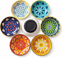 Ceramic Cat Food Bowls 6 Pack - Floral 1 - Pads Attached