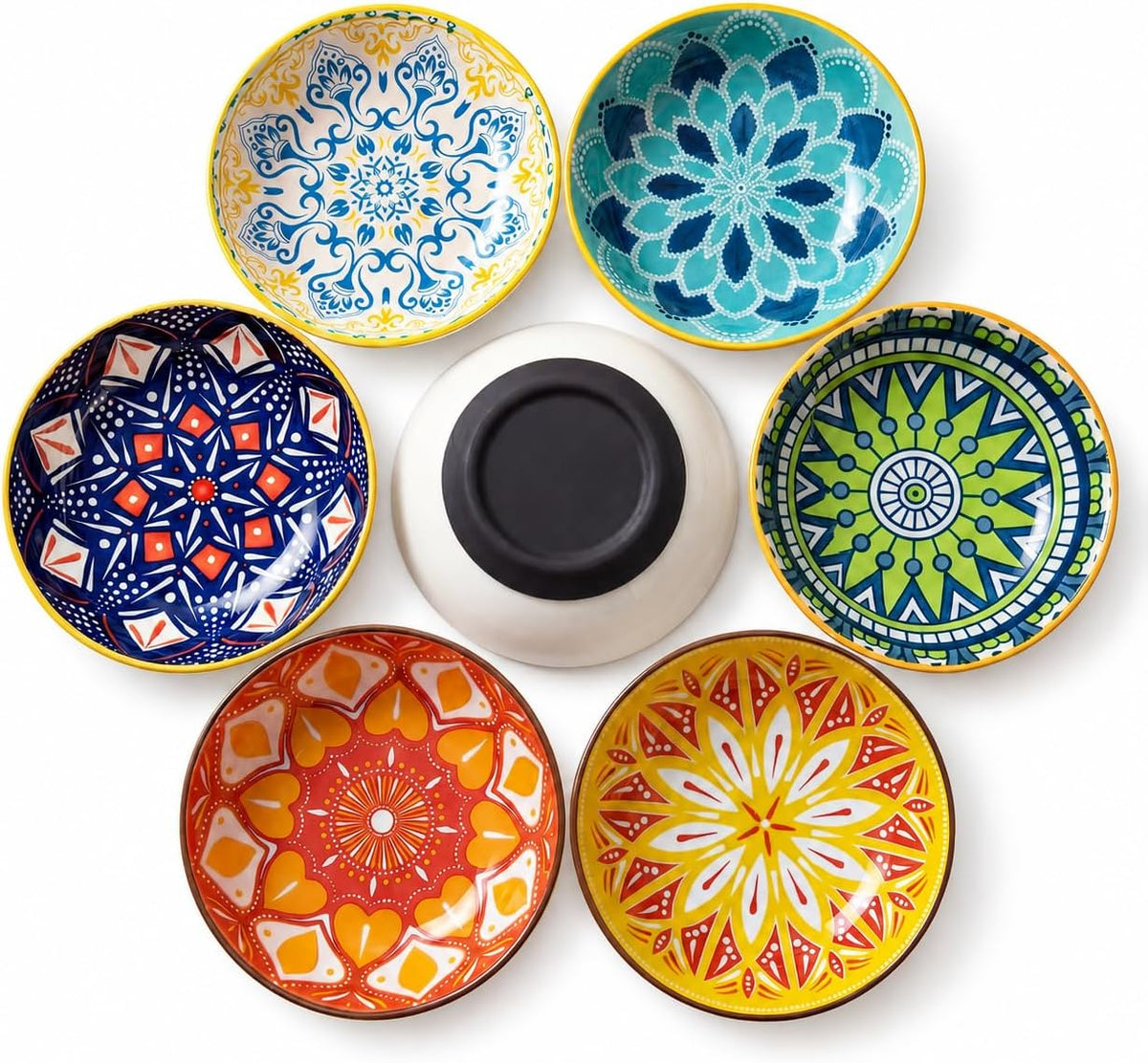 Ceramic Cat Food Bowls 6 Pack - Floral 1 - Pads Attached