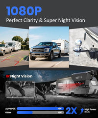 AUTO-VOX Wireless Backup Camera Kit: 5" Monitor, Dual Solar 5A Cams, Bendable Mount – Dual View for RV, Horse/Boat Trailer, Cargo, Campsite & Safe Parking