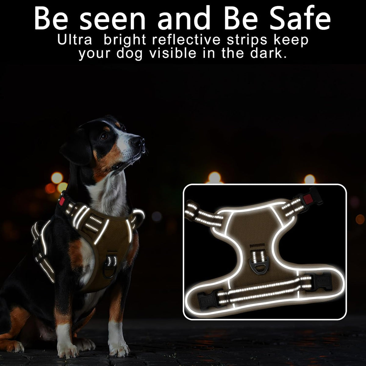 Timos Dog Harness, No Pull Large Sized with 3 Buckles - Large / Lock Khaki - image 3