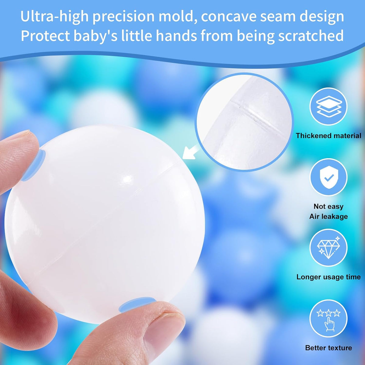 MoonxHome Ball Pit Balls for Toddlers - Star Rod white&green&blue / 200 - image 3