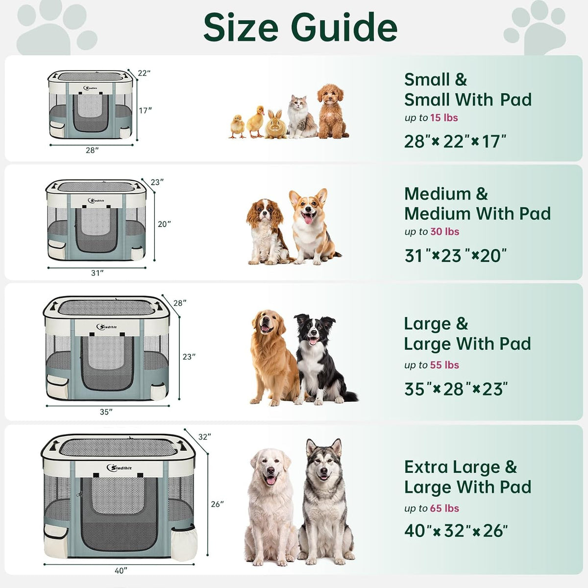 Siedihit 31" Dog Playpen, Cat Puppy Pen - Medium / Grey - image 2