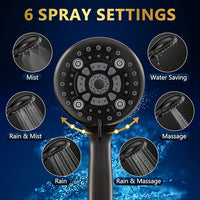 6 Spray Modes High Pressure Handheld Showerhead Set Upgraded 5 Inches Shower Head with Handheld Spray Oil Rubbed Bronze Handheld Shower Head 60 Inches Stainless Steel Hose-1-Min Install