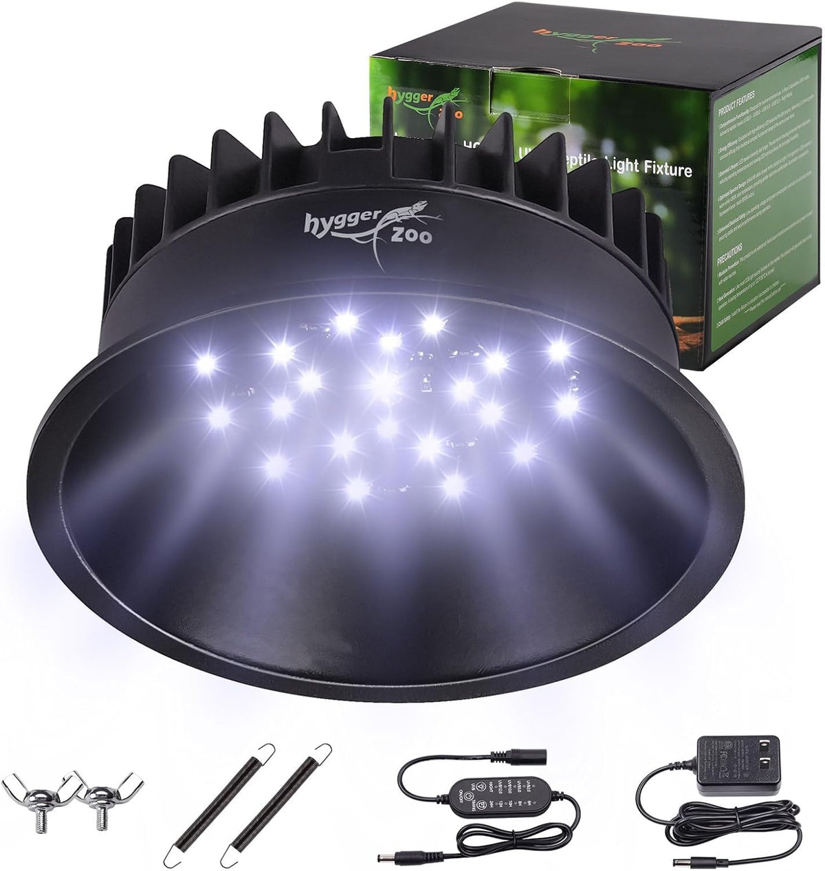 UVB Light for Reptiles, UVA UVB Reptile Light Fixture with Timer LED UVB Bulb for Bearded Dragon - 1 Pack / Black