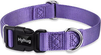 Hyhug Pets Solid Color Classic Regular Heavy Duty Basic Collar for Large Dogs, Unique Design Adjustment Triglide Slide (Buckle) Can Attached Name Tag Accessories. (Large, Ultra Violet)