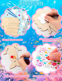 XJWWHZ wooden princess mirror craft kit, 12 DIY mirrors with gem stickers and brushes - view 5