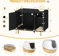 Hzuaneri Cat Litter Box Enclosure - Black and Gold / 31.4"L x 19.6"W x 24"H - image 3