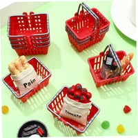 NUOBESTY mini shopping baskets, 10 small red plastic grocery baskets with handles - view 2
