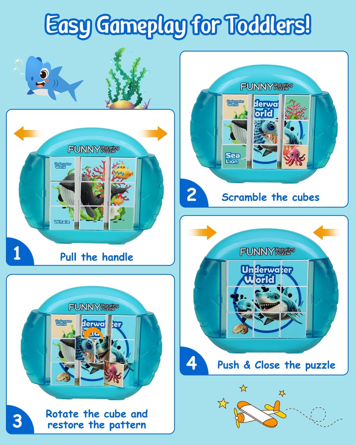 Rotating Puzzle for Toddlers Kids 3+, Travel Essentials Toys – Fun for Kids & Family - Marine Life - image 3