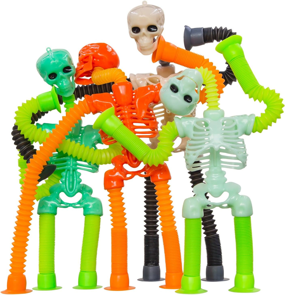 Halloween Pop Tubes Skeleton Fidget Toys for Kid 4Pack Skull Fidget - 4 Pack Skull