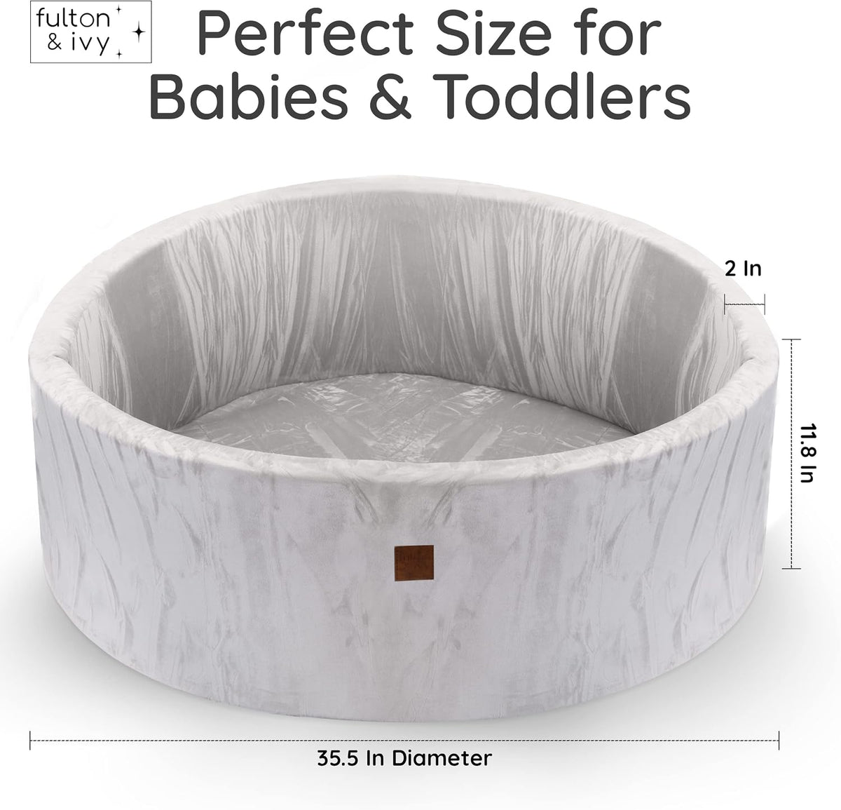 Fulton and Ivy gray velvet memory foam ball pit for babies and toddlers - view 5