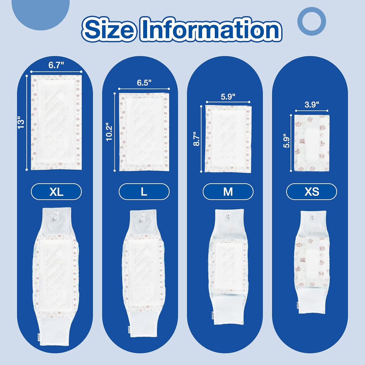 Disposable Dog Diaper Booster Pads XS - Paws / XS - (100 Count) - image 3