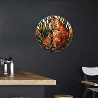 Lygond Metal Sign Tin Sign Circular Stained Glass Kangaroo Funny Bathroom Decor For Club 8×8 Inches