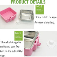 2PCS Stainless Steel Dog Bowls Set Removable Puppy Food and Water - 3 PCS (Pack of 2) / Small Square (Blue, Green, Pink) - image 3