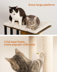 Modern Cat Tree for Large Cats, Full Sisal Cat Scratching Post – Essentials for Cats - Rustic Brown / 19.1"L x 13.8"W x 35.4"H - image 4