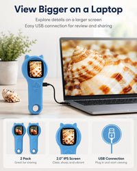 Kids Microscope, 500X Digital Magnifying Glass, Explore STEM Toy - Blue / 2 Pcs - image 4