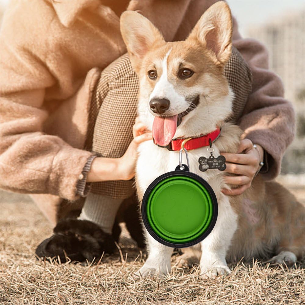 Large Collapsible Dog Bowls - Large,34oz / 34oz-Green&Blue - image 2