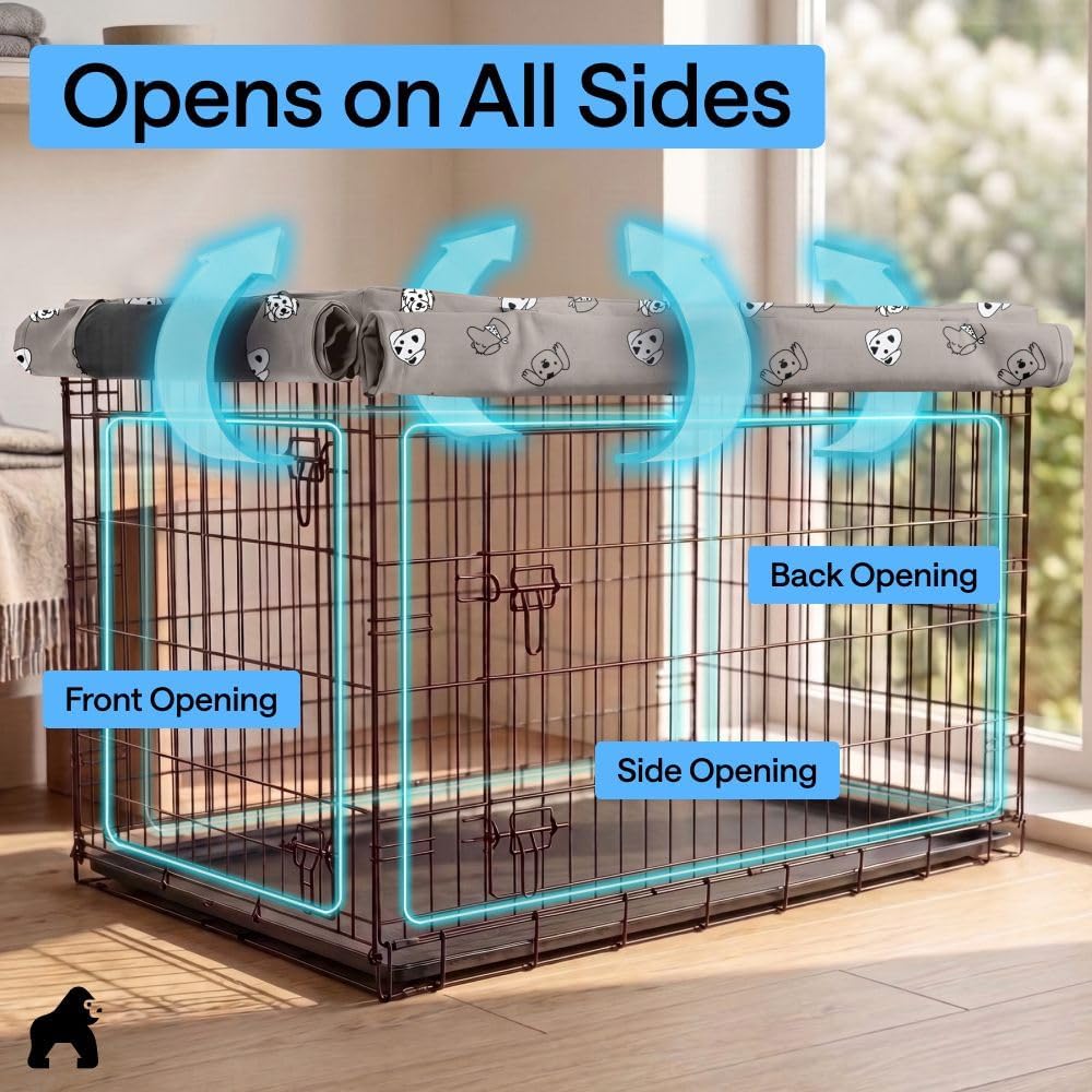 GORILLA GRIP Dog Enclosure Crate Cover Kennel Cage Topper 42in - Taupe Dogs / 42" X 28" X 30" - image 4